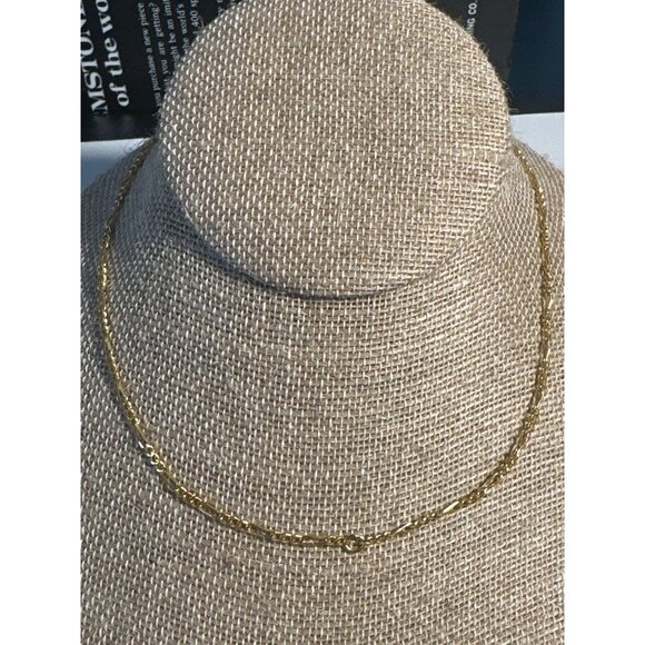 Dainty Figaro Chain Link Necklace Gold Tone 14" Collar - Picture 6 of 7